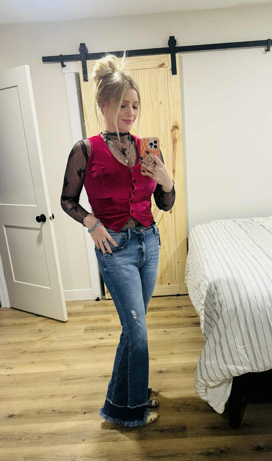 Velvet Button-Down Vest