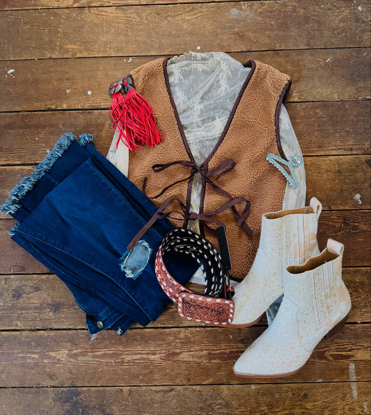 Double Tied Front Vest Coat