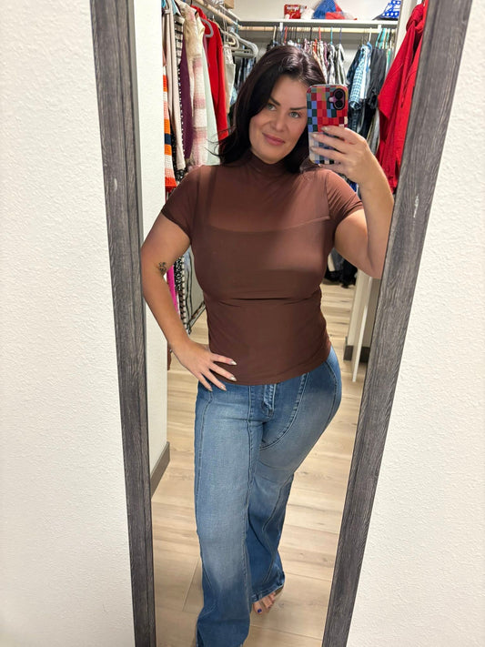 Mock Neck Short Sleeve