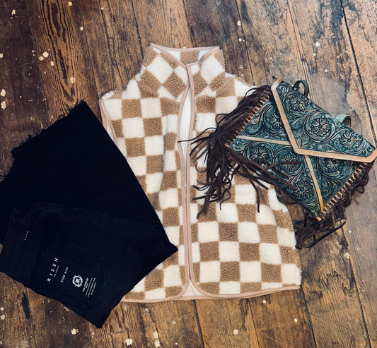 Khaki Checkered Vest