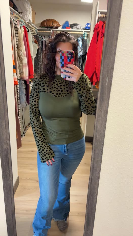 Heart Mock Neck Long Sleeve T-Shirt